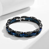 Mens Stainless Steel Two-Tone Square Link Bracelet