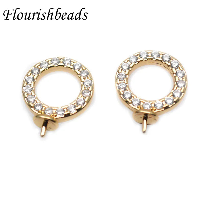 Metal Circle Zircon Bead Setting Earring Hooks 30pc Lot