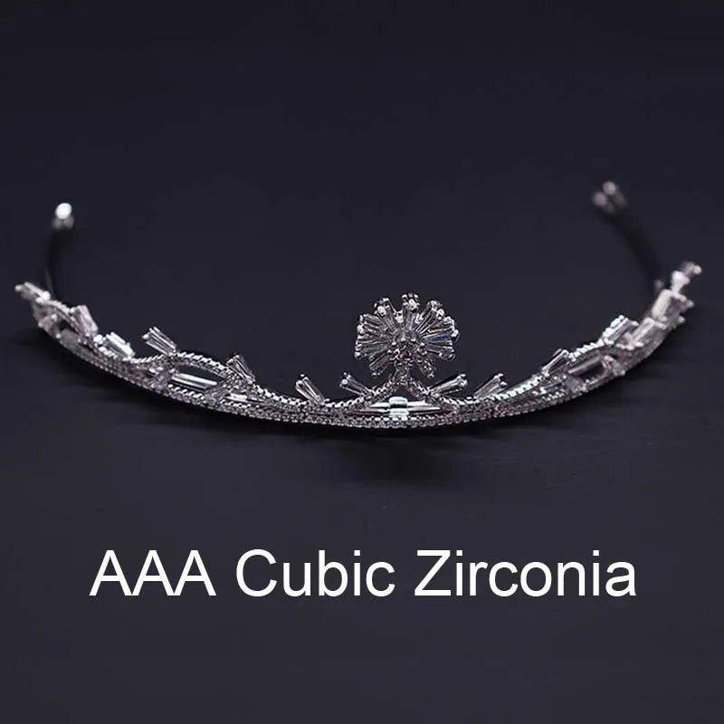High Metal Sparkling Cubic Zirconia Princess Tiaras And Crowns For Women