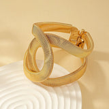 Metal Wide Spring Cuff Bracelet Large Statement Jewelry