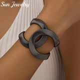 Metal Wide Spring Cuff Bracelet Large Statement Jewelry