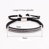 Micro CZ Pave Charm Cord Wrap Bracelet Men Jewelry
