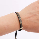 Micro CZ Pave Charm Cord Wrap Bracelet Men Jewelry