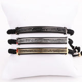 Micro CZ Pave Charm Cord Wrap Bracelet Men Jewelry