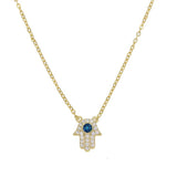 Micro Pave Cz Hamsa Hand Charm 925 Silver Pendant Necklace for Women