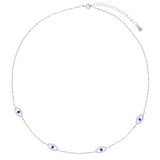 Micro Pave CZ Evil Eye Charm Pendant Necklace 925 Sterling Silver Chain