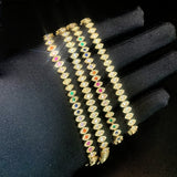 Colorful CZ Evil Eye Charm Rainbow Tennis Chain Bracelet