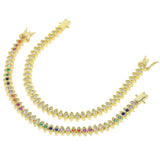 Colorful CZ Evil Eye Charm Rainbow Tennis Chain Bracelet
