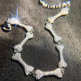 Micro-inlaid Cubic Zirconia Women Bracelet with Bone Charm