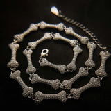 Micro-inlaid Cubic Zirconia Women Bracelet with Bone Charm