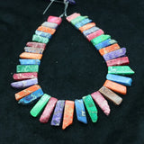 Mixed Gems Necklace Point Pendant Beads Top Drilled DIY Making Women Jewelry