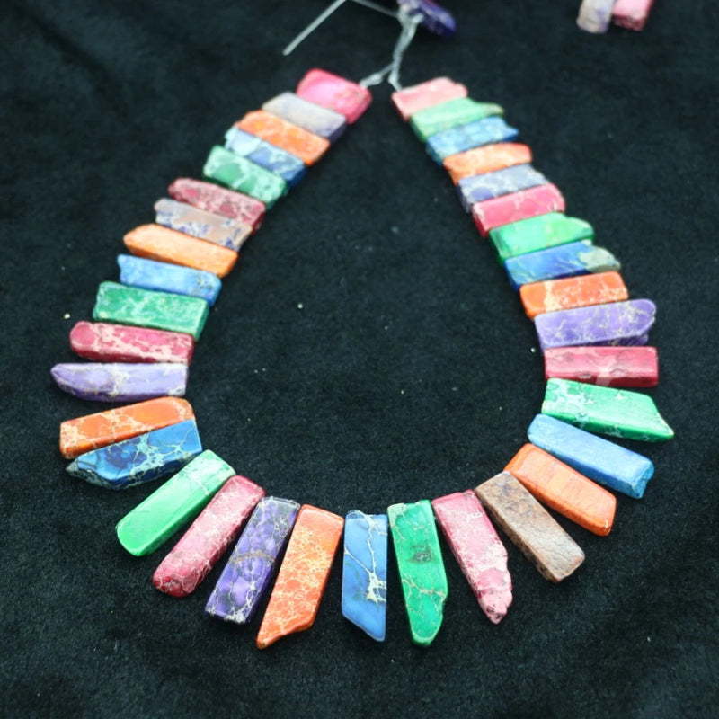 Mixed Gems Necklace Point Pendant Beads Top Drilled DIY Making Women Jewelry
