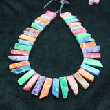 Mixed Gems Necklace Point Pendant Beads Top Drilled DIY Making Women Jewelry