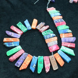 Mixed Gems Necklace Point Pendant Beads Top Drilled DIY Making Women Jewelry