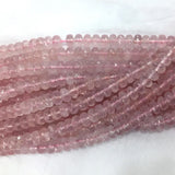 Mozambique Rose Quartz Crystal Faceted Rondelle Necklace Bracelet Beads