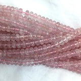 Mozambique Rose Quartz Crystal Faceted Rondelle Necklace Bracelet Beads