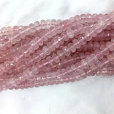 Mozambique Rose Quartz Crystal Faceted Rondelle Necklace Bracelet Beads