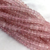 Mozambique Rose Quartz Crystal Faceted Rondelle Necklace Bracelet Beads