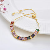 Multicolor Rectangle Crystal Bracelet Alloy Hand Ornaments