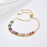 Multicolor Rectangle Crystal Bracelet Alloy Hand Ornaments