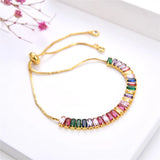 Multicolor Rectangle Crystal Bracelet Alloy Hand Ornaments