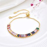 Multicolor Rectangle Crystal Bracelet Alloy Hand Ornaments