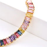 Multicolor Rectangle Crystal Bracelet Alloy Hand Ornaments