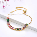 Multicolor Rectangle Crystal Bracelet Alloy Hand Ornaments