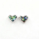 Heart Resin Abalone Stud Earrings - Multicolor Geometric Bling Mini Love