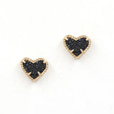 Heart Resin Abalone Stud Earrings - Multicolor Geometric Bling Mini Love