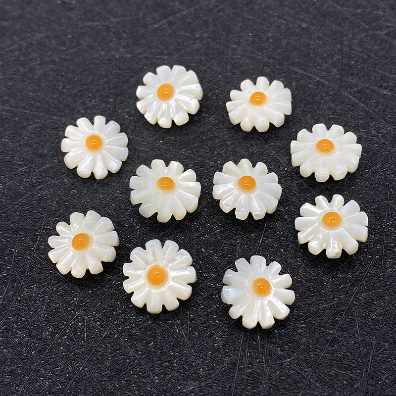 10 Pcs Daisy Pearl Shell Beads for DIY Jewelry Making