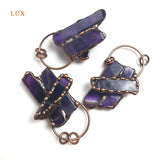 Natural Amethyst Bar Pendant Bronze Frame Birthstone Charm Healing Crystal