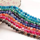 High Natural Banded Agates Stone Round Necklace Bracelet Jewelry Beads