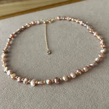 High Natural Baroque Pearl Necklace Purple Pink 32-50cm Choker Necklace