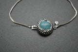 Amazonite Oval Gemstone Charm Slide Metal Chains Bracelet Party Jewelry