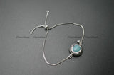 Amazonite Oval Gemstone Charm Slide Metal Chains Bracelet Party Jewelry