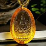 Natural Carved Buddha Lucky Amulet Pendant Necklace