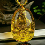 Natural Carved Buddha Lucky Amulet Pendant Necklace