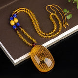 Natural Carved Buddha Lucky Amulet Pendant Necklace