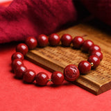 Natural Cinnabar Chinese Zodiac Bracelet Red Raw Ore Jewelry Amulet