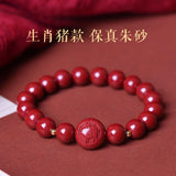 Natural Cinnabar Chinese Zodiac Bracelet Red Raw Ore Jewelry Amulet