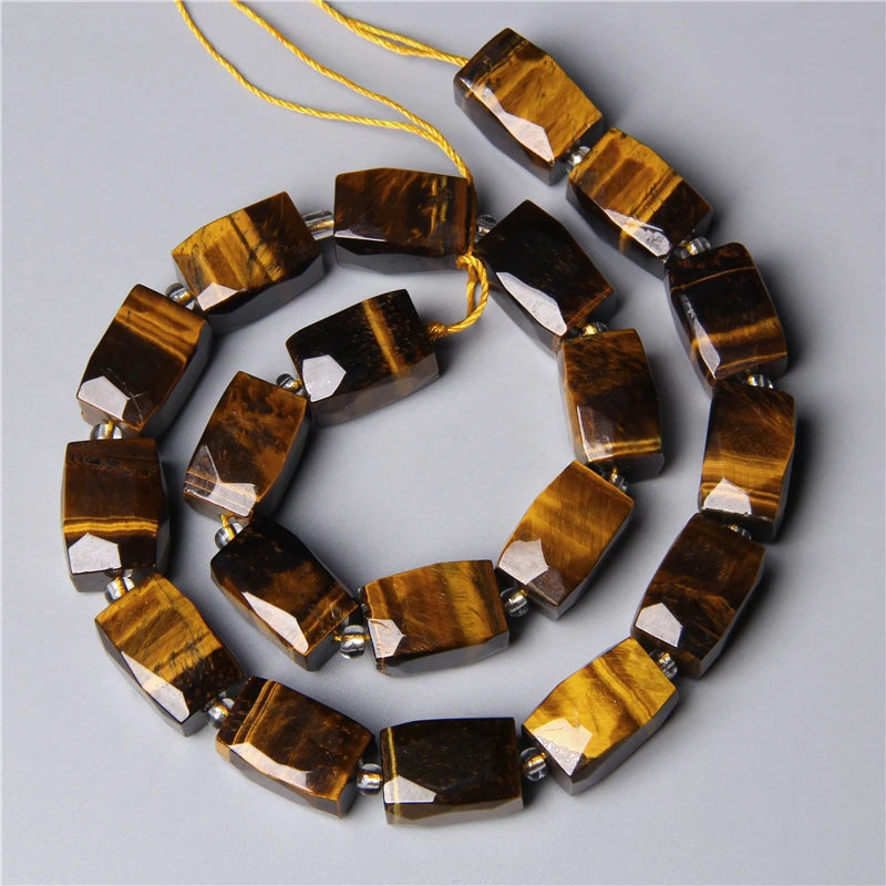 Yellow Tiger Eye Stone Beads 12x16mm Loose Tube Gem DIY