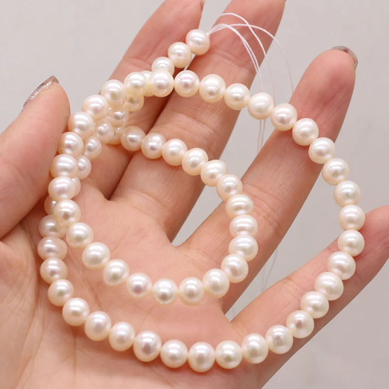 Round Natural Freshwater Pearl Beads for Jewelry Making DIY