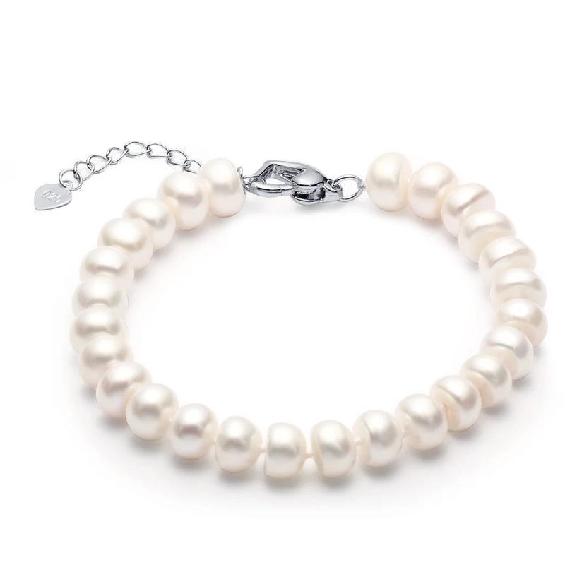8-9mm Freshwater Pearl Bracelet Silver 925 Jewelry