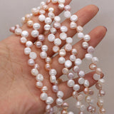 Natural Freshwater Pearl Beads 7-8mm Two Hole Bracelet Necklace Making