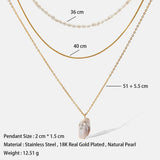 Freshwater Pearl Pendant Necklace 18K Stainless Steel Plated