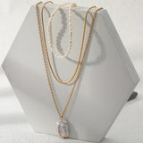 Freshwater Pearl Pendant Necklace 18K Stainless Steel Plated