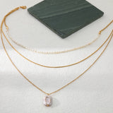 Freshwater Pearl Pendant Necklace 18K Stainless Steel Plated
