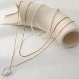 Freshwater Pearl Pendant Necklace 18K Stainless Steel Plated