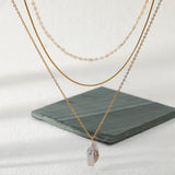 Freshwater Pearl Pendant Necklace 18K Stainless Steel Plated
